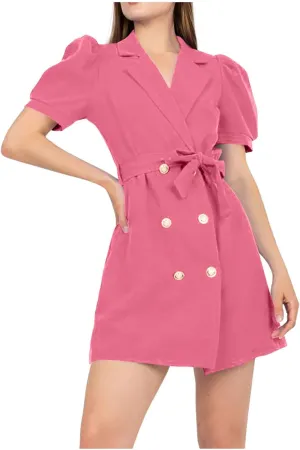 Blazer Dress for Women Elegant Double Breasted Work Office Dresses Long Sleeve Nortch Collar Fashion Party Dress