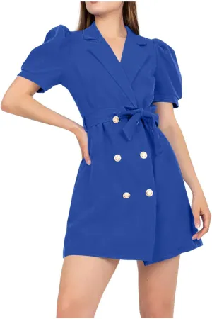 Blazer Dress for Women Elegant Double Breasted Work Office Dresses Long Sleeve Nortch Collar Fashion Party Dress