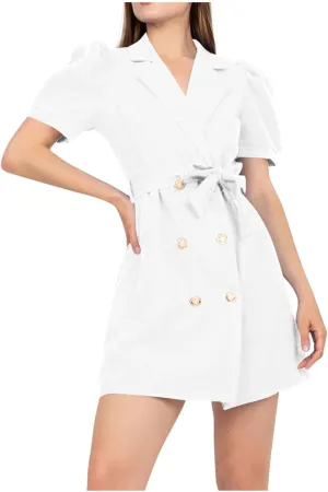 Blazer Dress for Women Elegant Double Breasted Work Office Dresses Long Sleeve Nortch Collar Fashion Party Dress