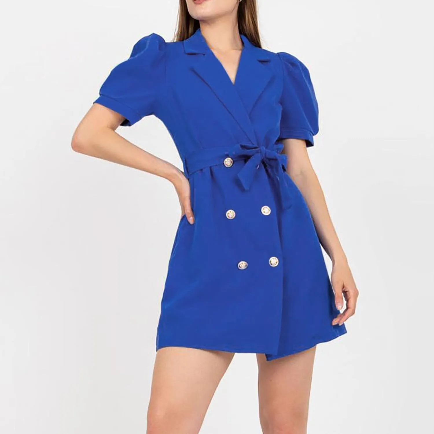Blazer Dress for Women Elegant Double Breasted Work Office Dresses Long Sleeve Nortch Collar Fashion Party Dress
