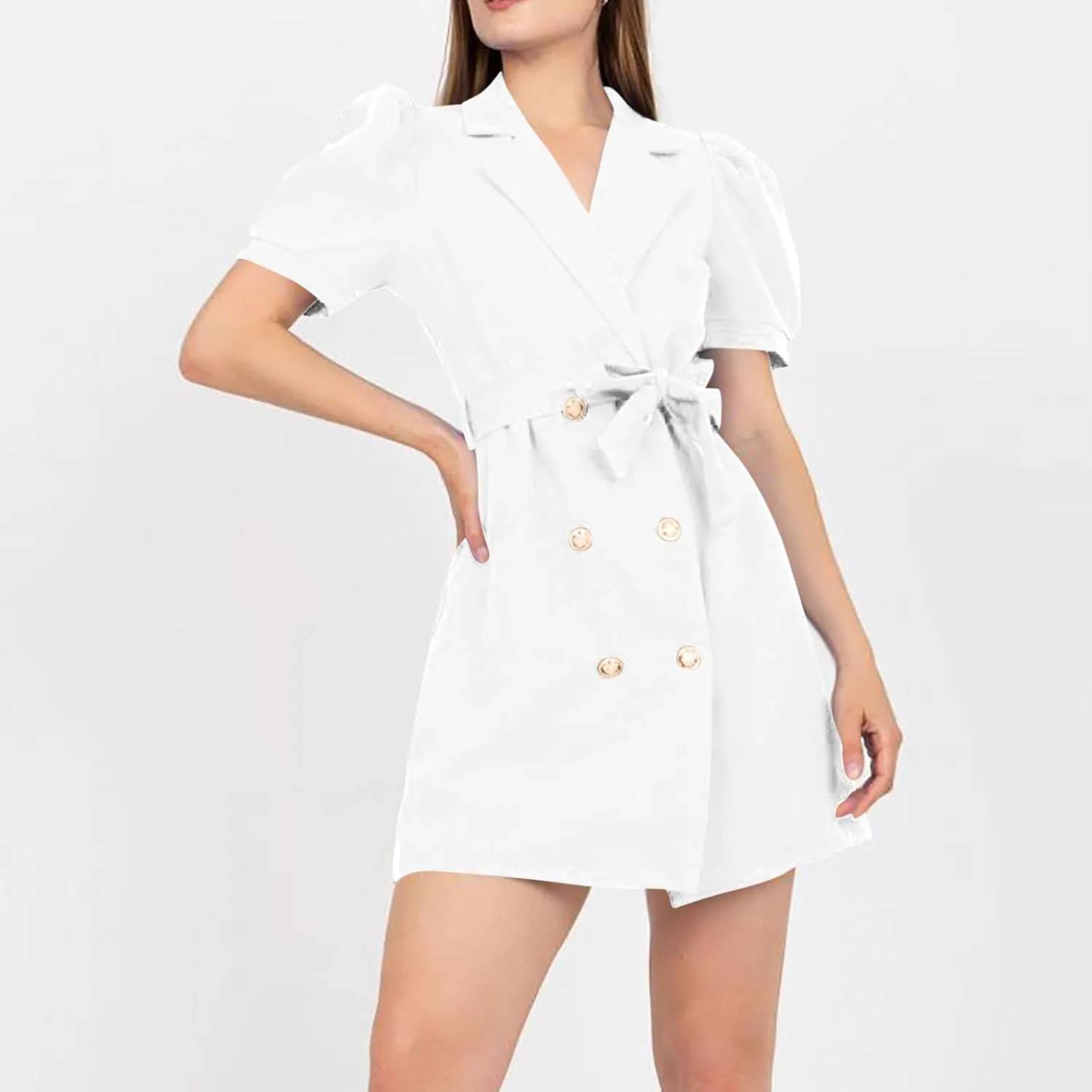 Blazer Dress for Women Elegant Double Breasted Work Office Dresses Long Sleeve Nortch Collar Fashion Party Dress