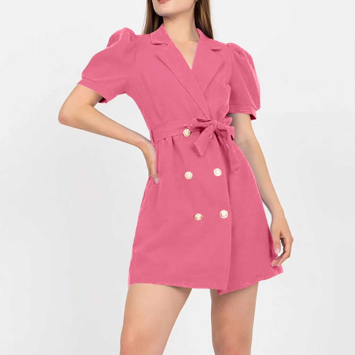 Blazer Dress for Women Elegant Double Breasted Work Office Dresses Long Sleeve Nortch Collar Fashion Party Dress