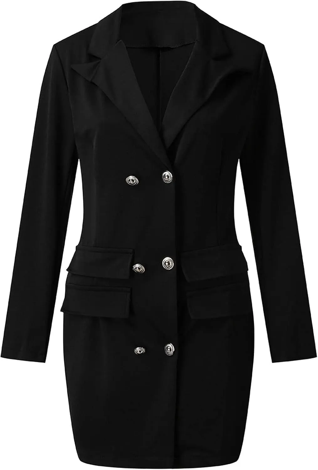 Blazer Dress for Women Elegant Double Breasted Work Office Dresses Long Sleeve Nortch Collar Fashion Party Dress