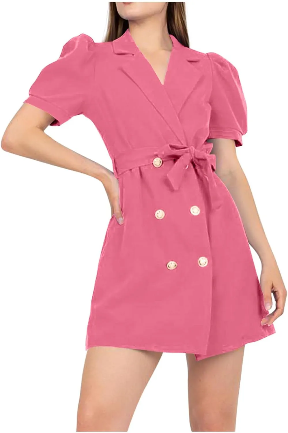 Blazer Dress for Women Elegant Double Breasted Work Office Dresses Long Sleeve Nortch Collar Fashion Party Dress