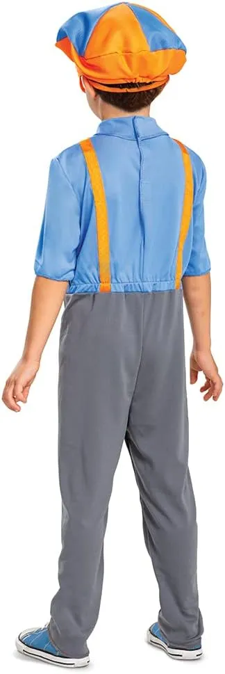 Blippi Costume for Kids, Official Blippi Jumpsuit Outfit with Hat and Bowtie, Classic Toddler Size