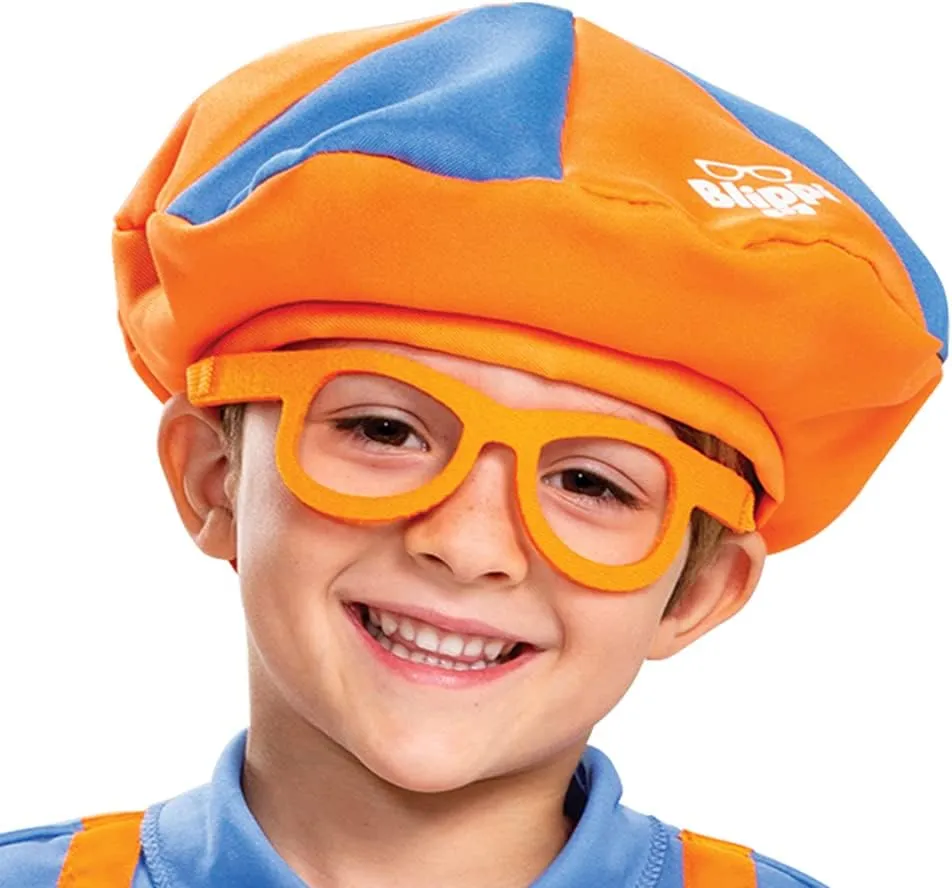 Blippi Costume for Kids, Official Blippi Jumpsuit Outfit with Hat and Bowtie, Classic Toddler Size