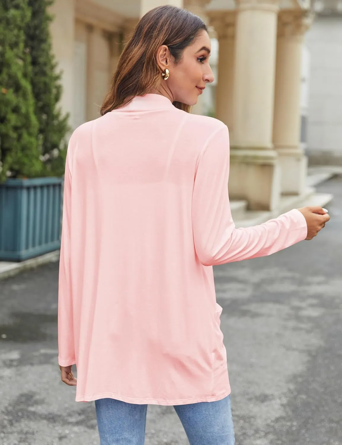 Bluetime Women Casual Lightweight Open Front Cardigans Long Sleeve Cardigans Dusters with Pockets