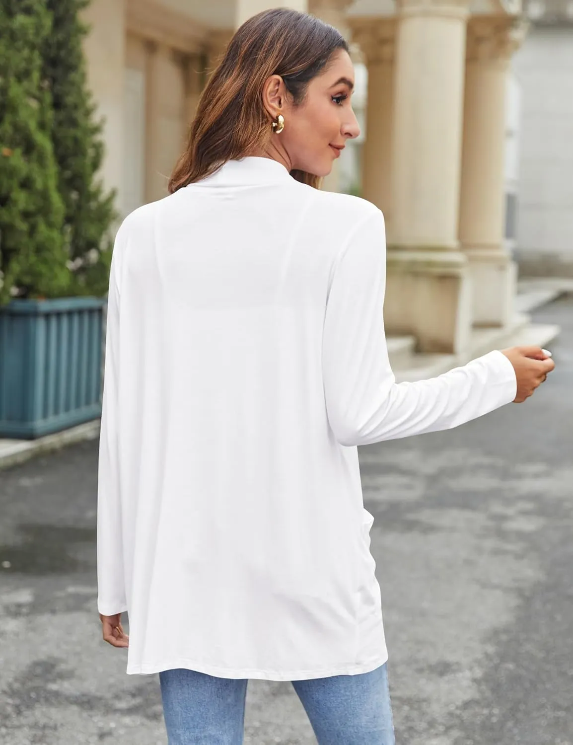 Bluetime Women Casual Lightweight Open Front Cardigans Long Sleeve Cardigans Dusters with Pockets