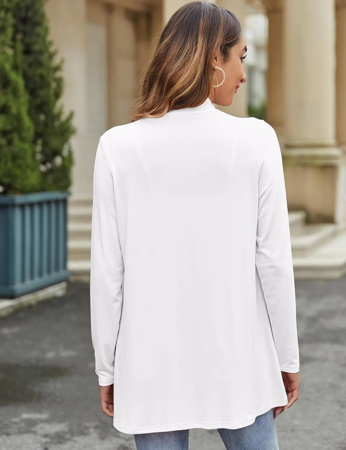 Bluetime Women Casual Lightweight Open Front Cardigans Soft Draped Long Sleeve Cardigans Dusters