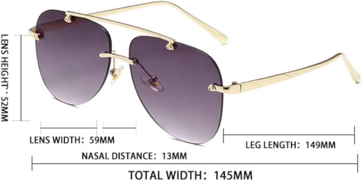 Borderless Oval Form Sunglasses Women's Metal Sun Glasses Women Outdoor Travel Eyewear Uv400