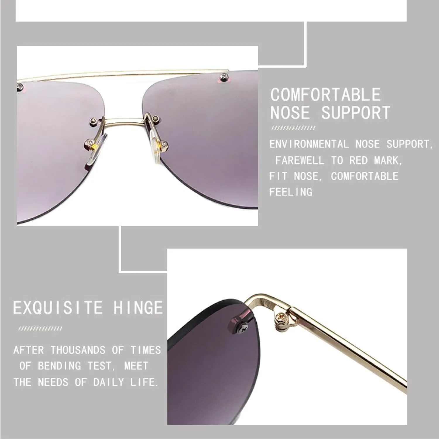 Borderless Oval Form Sunglasses Women's Metal Sun Glasses Women Outdoor Travel Eyewear Uv400