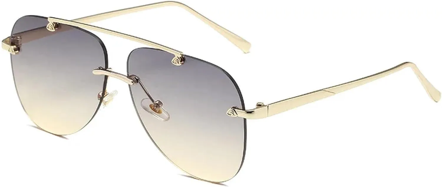 Borderless Oval Form Sunglasses Women's Metal Sun Glasses Women Outdoor Travel Eyewear Uv400