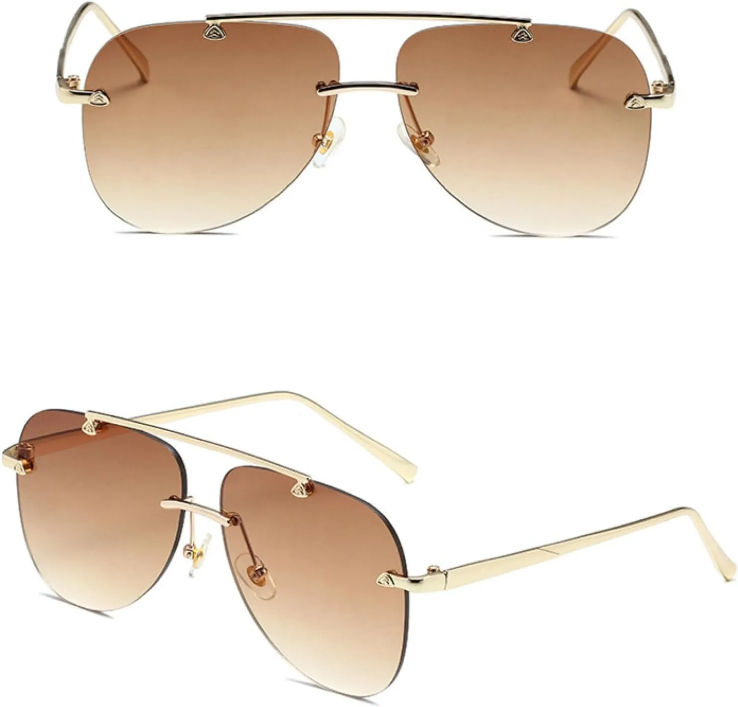 Borderless Oval Form Sunglasses Women's Metal Sun Glasses Women Outdoor Travel Eyewear Uv400