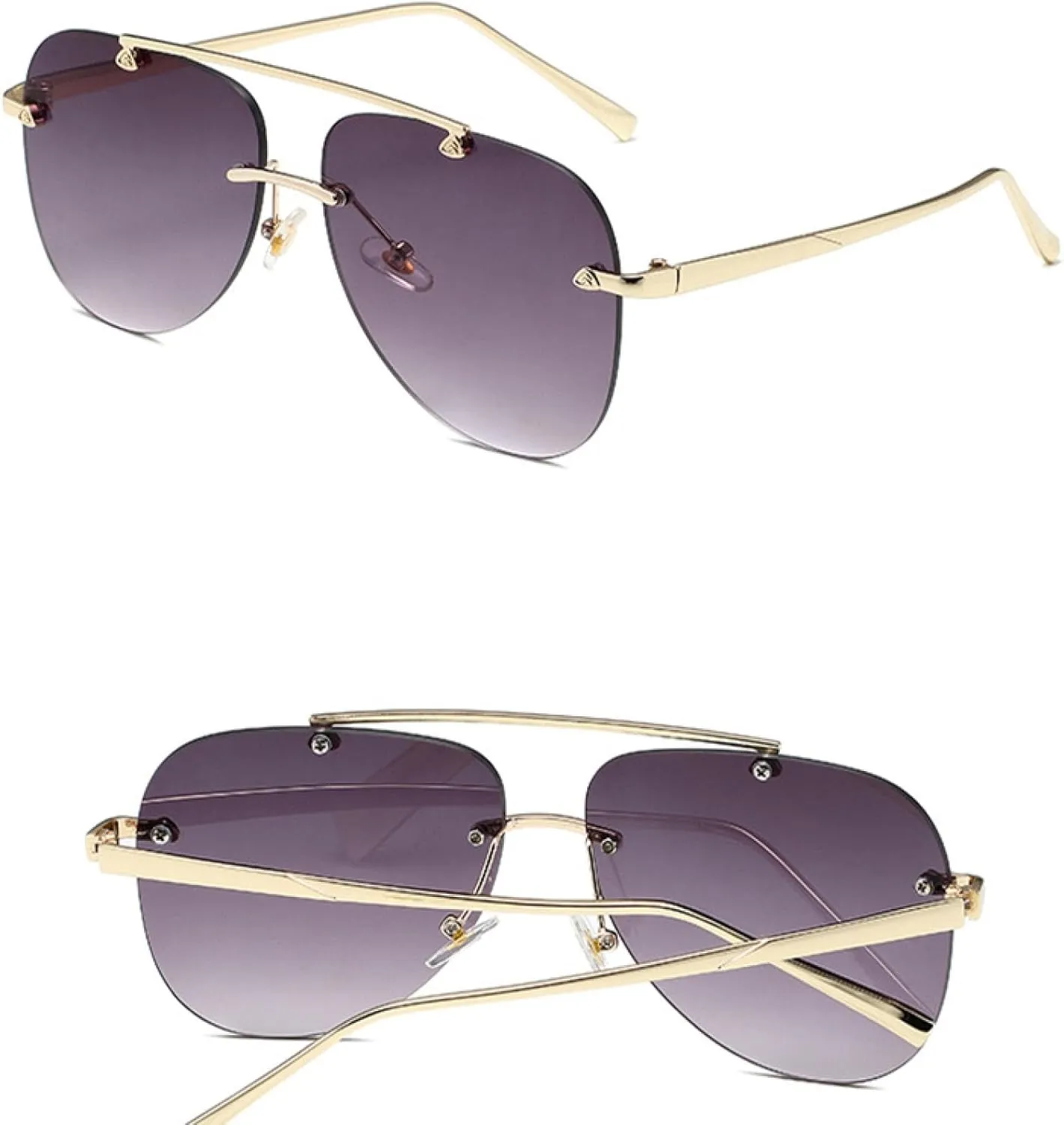 Borderless Oval Form Sunglasses Women's Metal Sun Glasses Women Outdoor Travel Eyewear Uv400