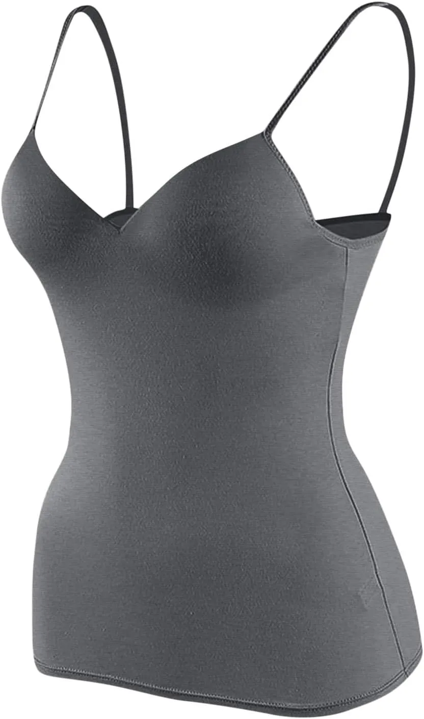 Built in Bra Camisole Tank Tops for Women Workout Layer Padded Yoga Shirts Summer Casual Spaghetti Strap Sexy Cami Top