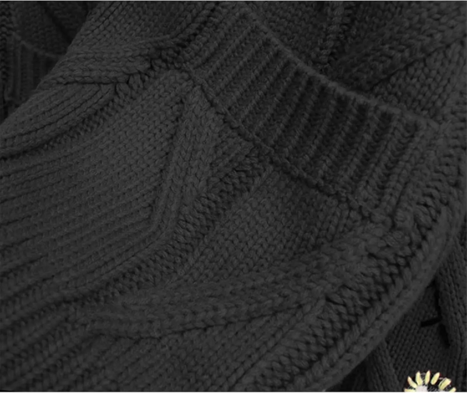 Cable Knit Sweater Women Open Front Cardigan Sheep V-Neck Button Down Long Sleeve Embroidery Wool Blend Sweaters Coat