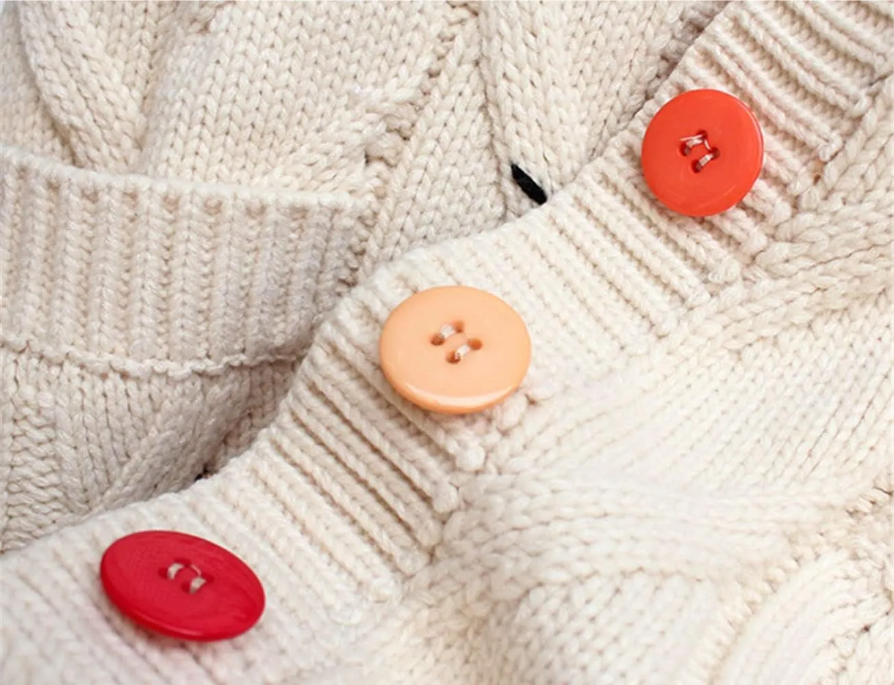 Cable Knit Sweater Women Open Front Cardigan Sheep V-Neck Button Down Long Sleeve Embroidery Wool Blend Sweaters Coat