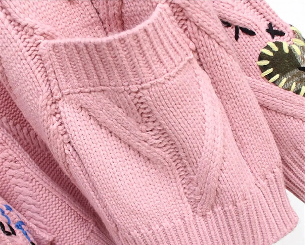 Cable Knit Sweater Women Open Front Cardigan Sheep V-Neck Button Down Long Sleeve Embroidery Wool Blend Sweaters Coat