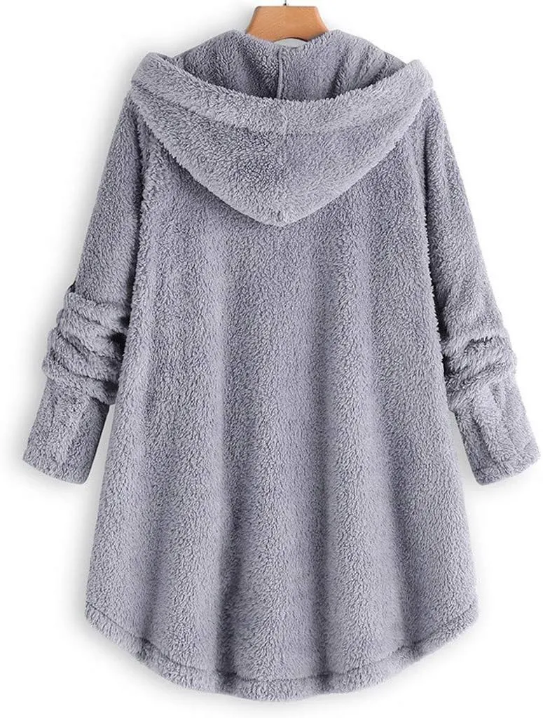Cardigan Sweaters for Women 2024 Plus Size Long Sleeve Button Hoodie Winter Coat Women Fleece Jacket with Pockets
