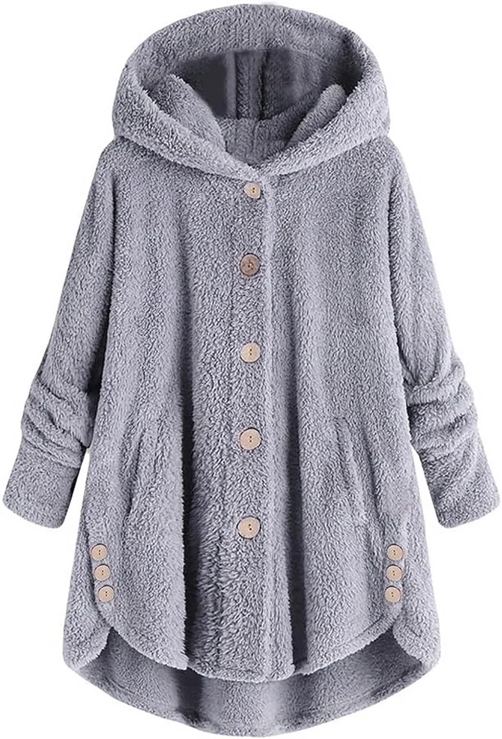 Cardigan Sweaters for Women 2024 Plus Size Long Sleeve Button Hoodie Winter Coat Women Fleece Jacket with Pockets