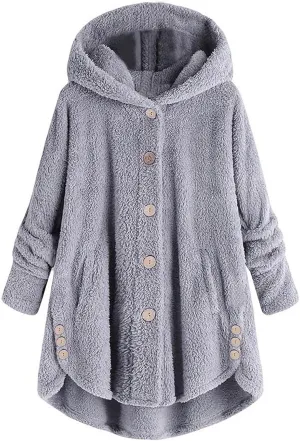 Cardigan Sweaters for Women 2024 Plus Size Long Sleeve Button Hoodie Winter Coat Women Fleece Jacket with Pockets