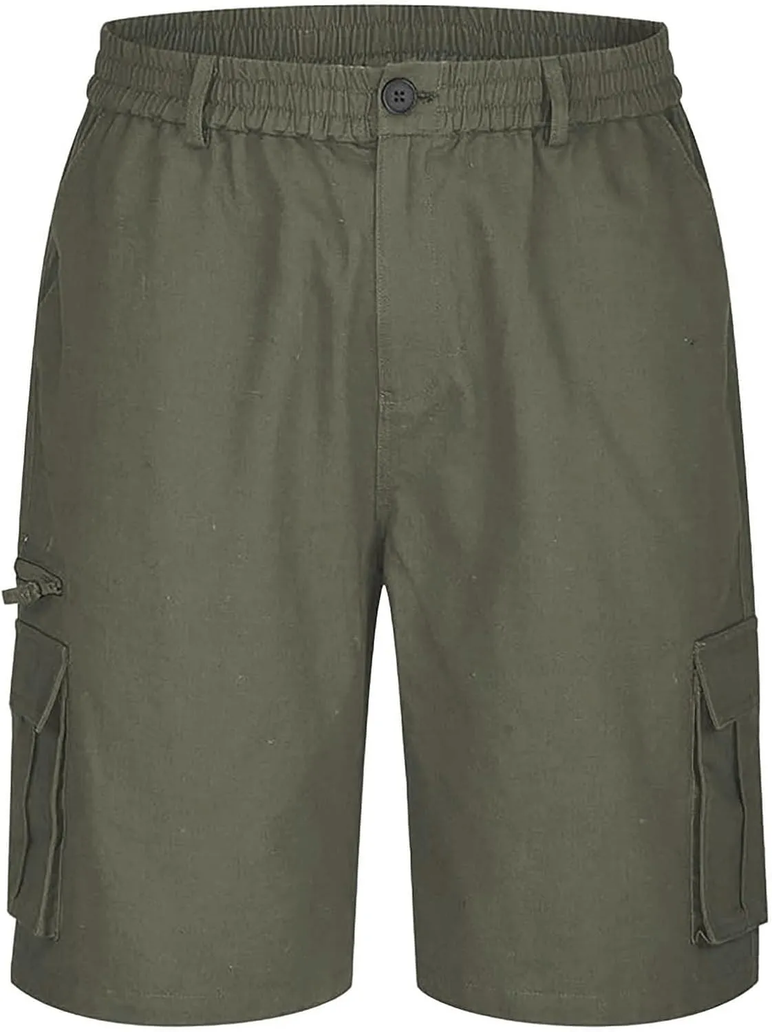 Cargo Shorts for Men Elastic Waist Zipper Relaxed Stretch Lightweight Work Shorts Multi-Pocket Button Summer Tactical Pants