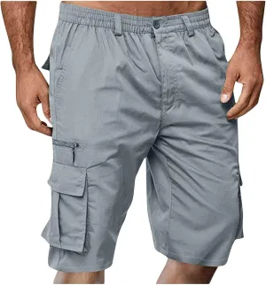 Cargo Shorts for Men Knee Length Combat Short with Multi-Pocket Outdoor Sports Hiking Jogger Short Pants