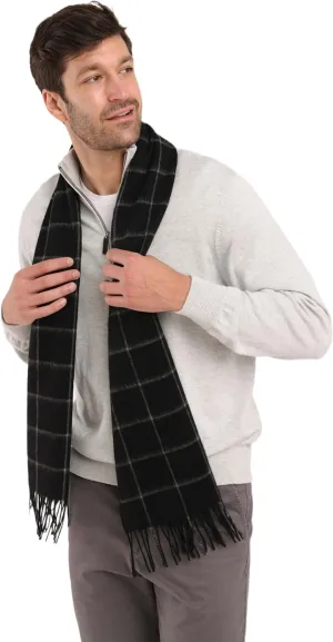 Cashmere Luxe Cashmere Blend Windowpane Woven Scarf