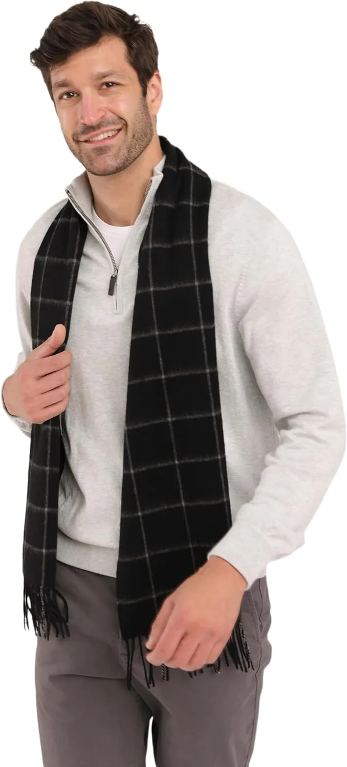 Cashmere Luxe Cashmere Blend Windowpane Woven Scarf