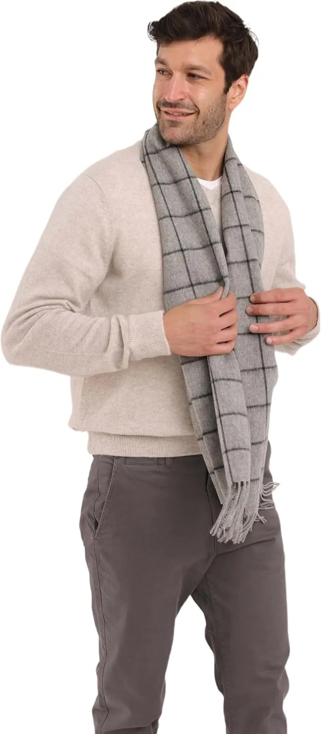 Cashmere Luxe Cashmere Blend Windowpane Woven Scarf