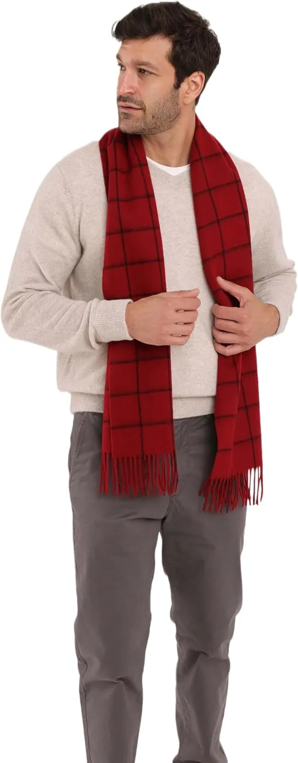 Cashmere Luxe Cashmere Blend Windowpane Woven Scarf