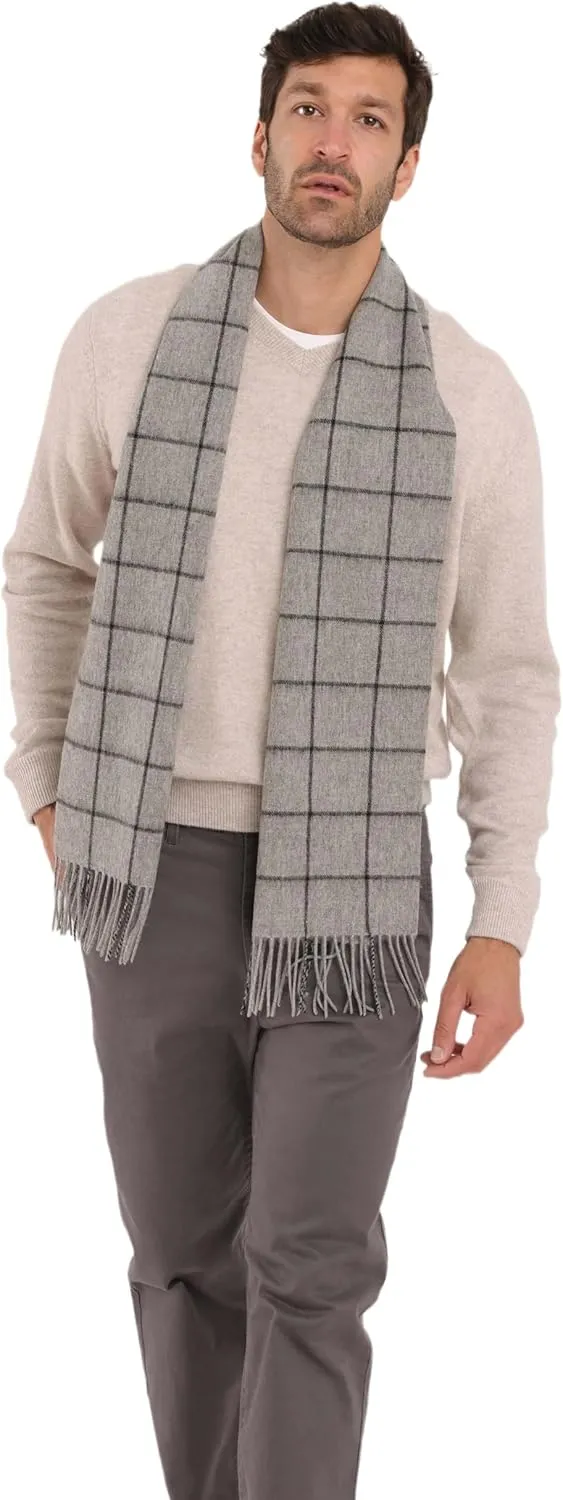 Cashmere Luxe Cashmere Blend Windowpane Woven Scarf