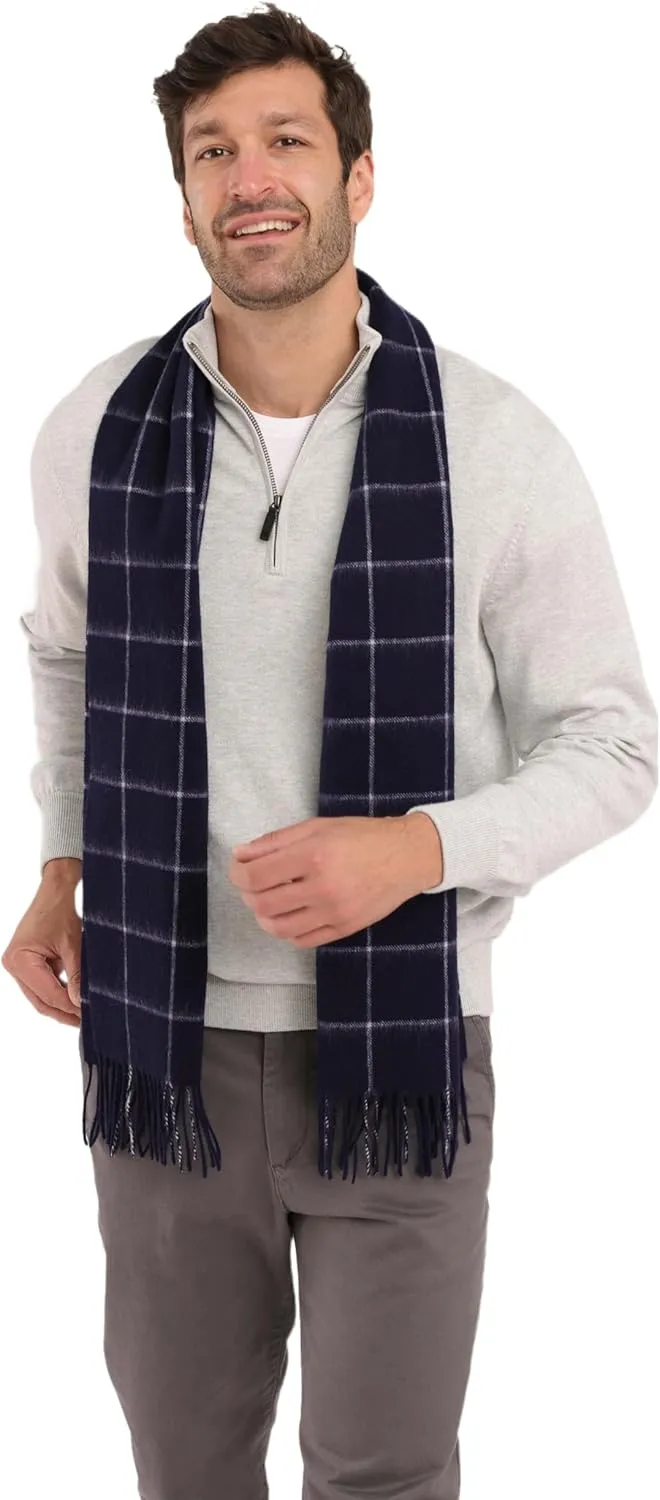 Cashmere Luxe Cashmere Blend Windowpane Woven Scarf