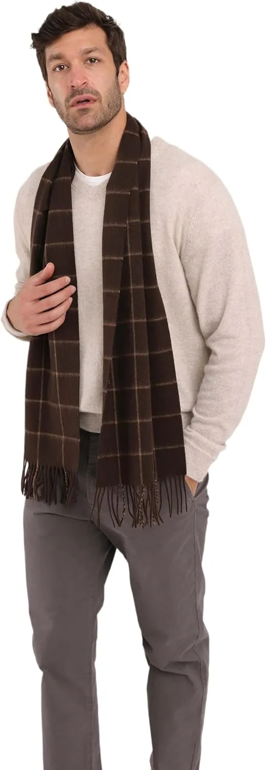 Cashmere Luxe Cashmere Blend Windowpane Woven Scarf