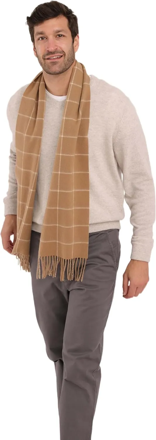 Cashmere Luxe Cashmere Blend Windowpane Woven Scarf