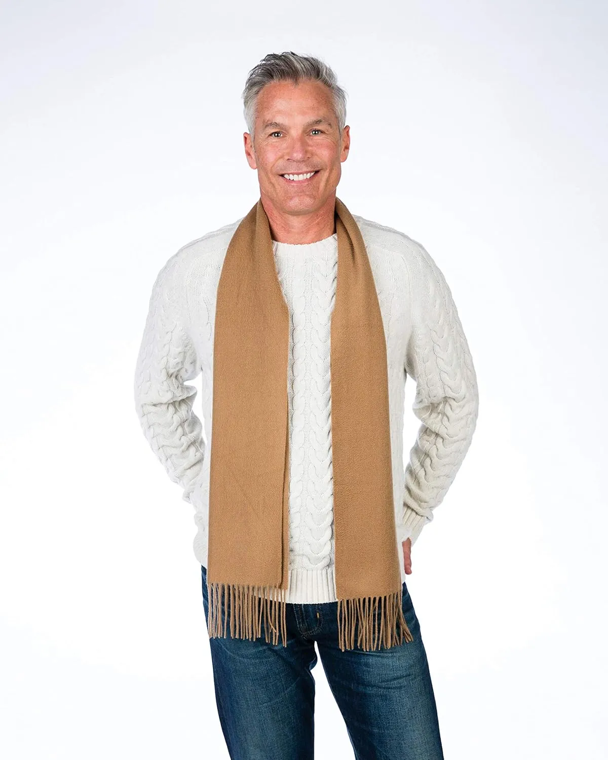 Cashmere Ultra-Fine Merino Wool and Cashmere Blend Woven Scarf -Luxe fabric-Lightweight- 72" x 12"