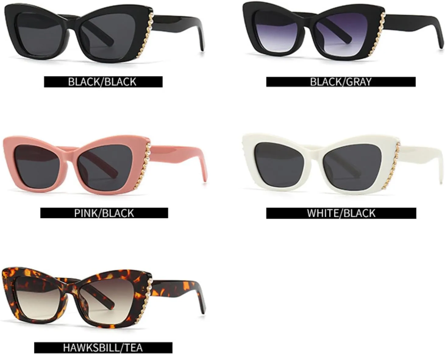 Cat Eye Women for Men Trend Luxury Sun Glasses Fashion Vintage Punk Travel Big Shade Uv400