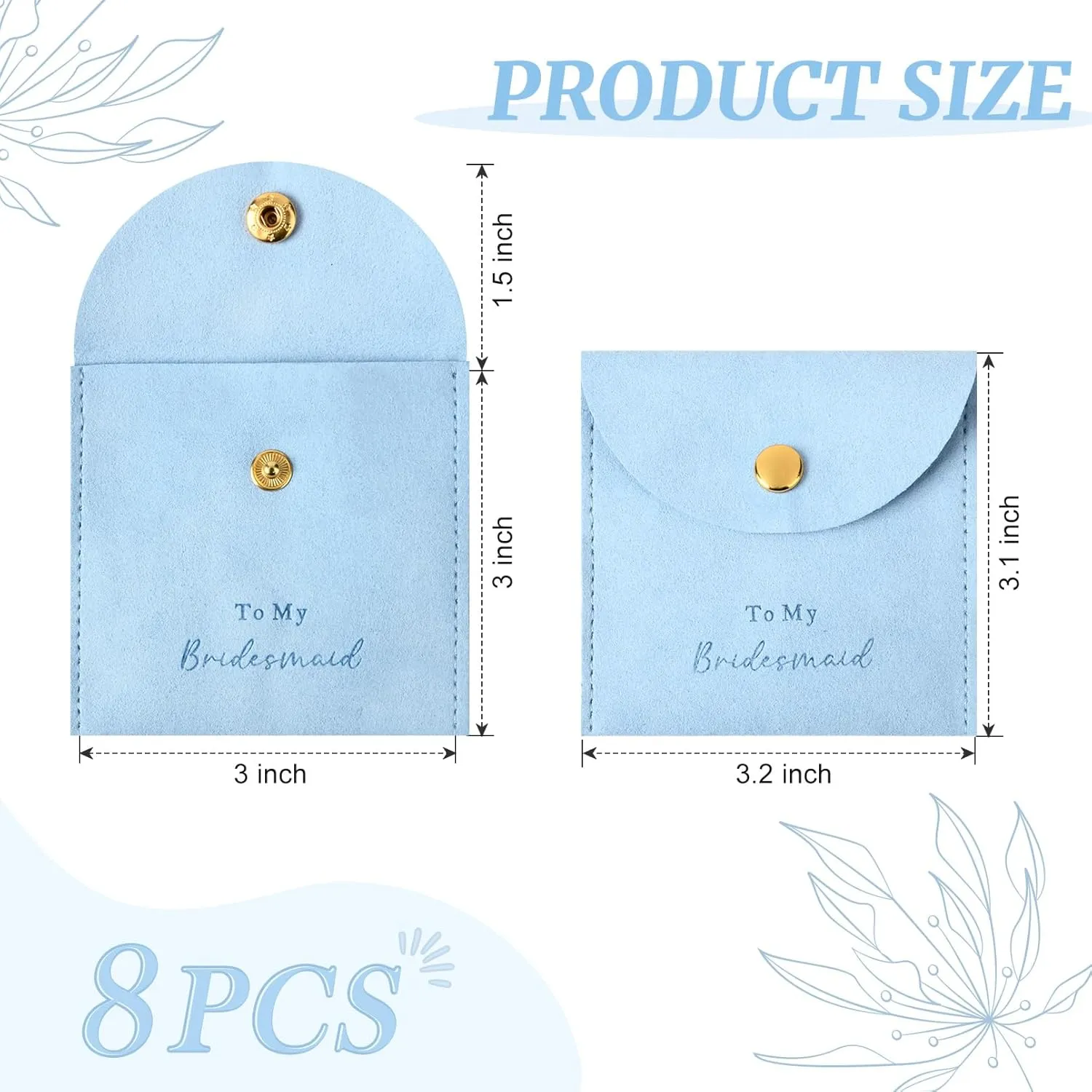 CEELGON Jewelry Bags Bridesmaid Gifts Set of 8 Velvet Small Jewelry Pouch with Button Bracelet Earring Necklace Packaging Bridesmaid Proposal Gift Bags Bridal Party Favors Gifts (Blue)