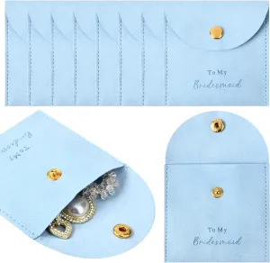 CEELGON Jewelry Bags Bridesmaid Gifts Set of 8 Velvet Small Jewelry Pouch with Button Bracelet Earring Necklace Packaging Bridesmaid Proposal Gift Bags Bridal Party Favors Gifts (Blue)