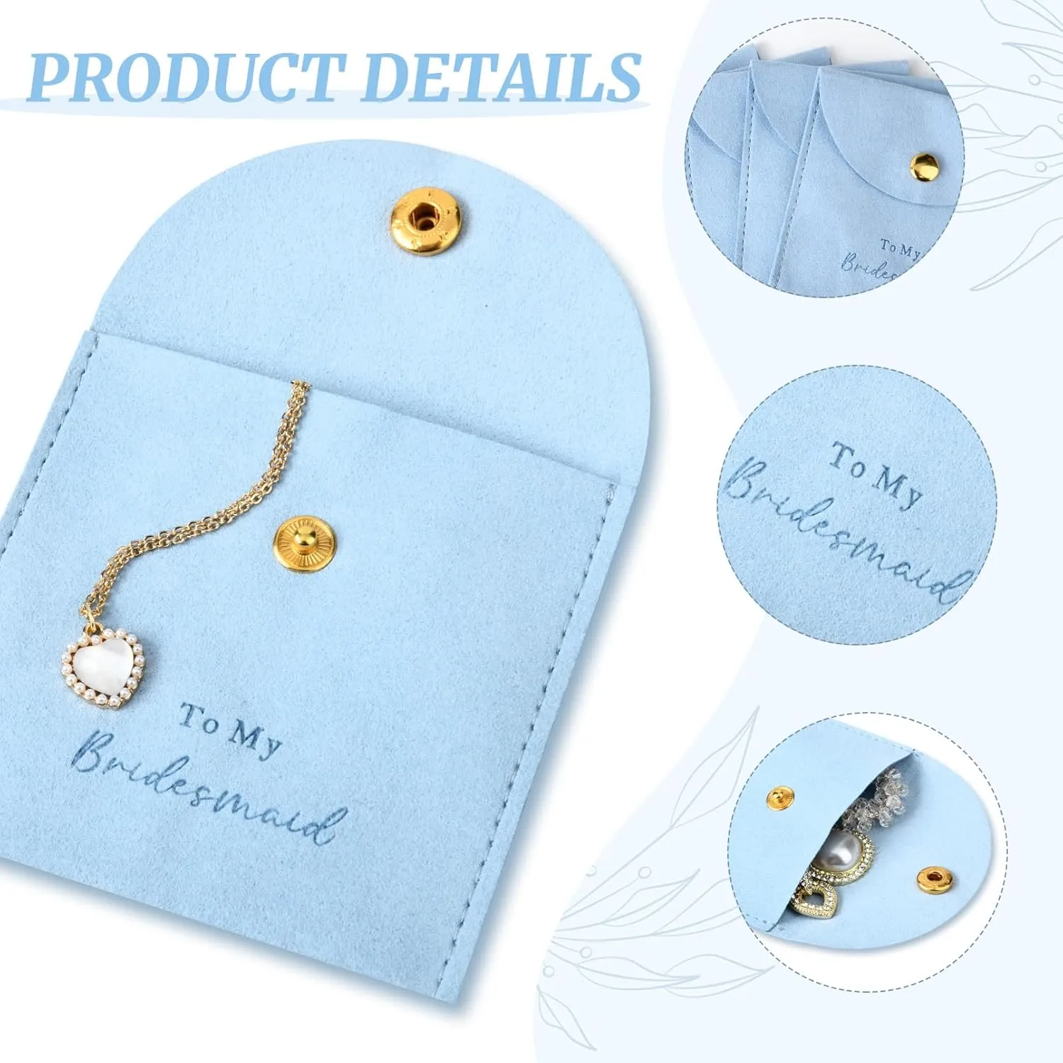 CEELGON Jewelry Bags Bridesmaid Gifts Set of 8 Velvet Small Jewelry Pouch with Button Bracelet Earring Necklace Packaging Bridesmaid Proposal Gift Bags Bridal Party Favors Gifts (Blue)
