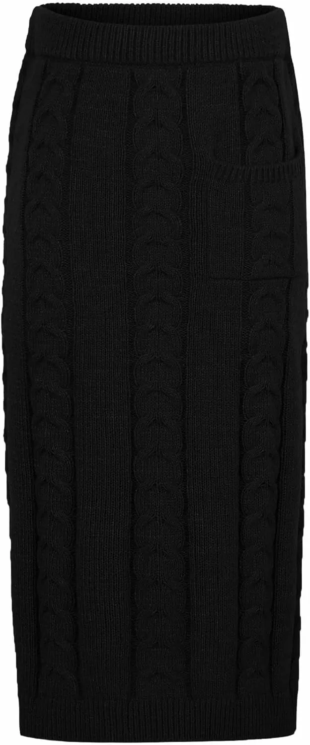 CHARTOU Women's Winter Chunky Cable Knit Long Skirt 2 Piece Outfit Sweater Sets