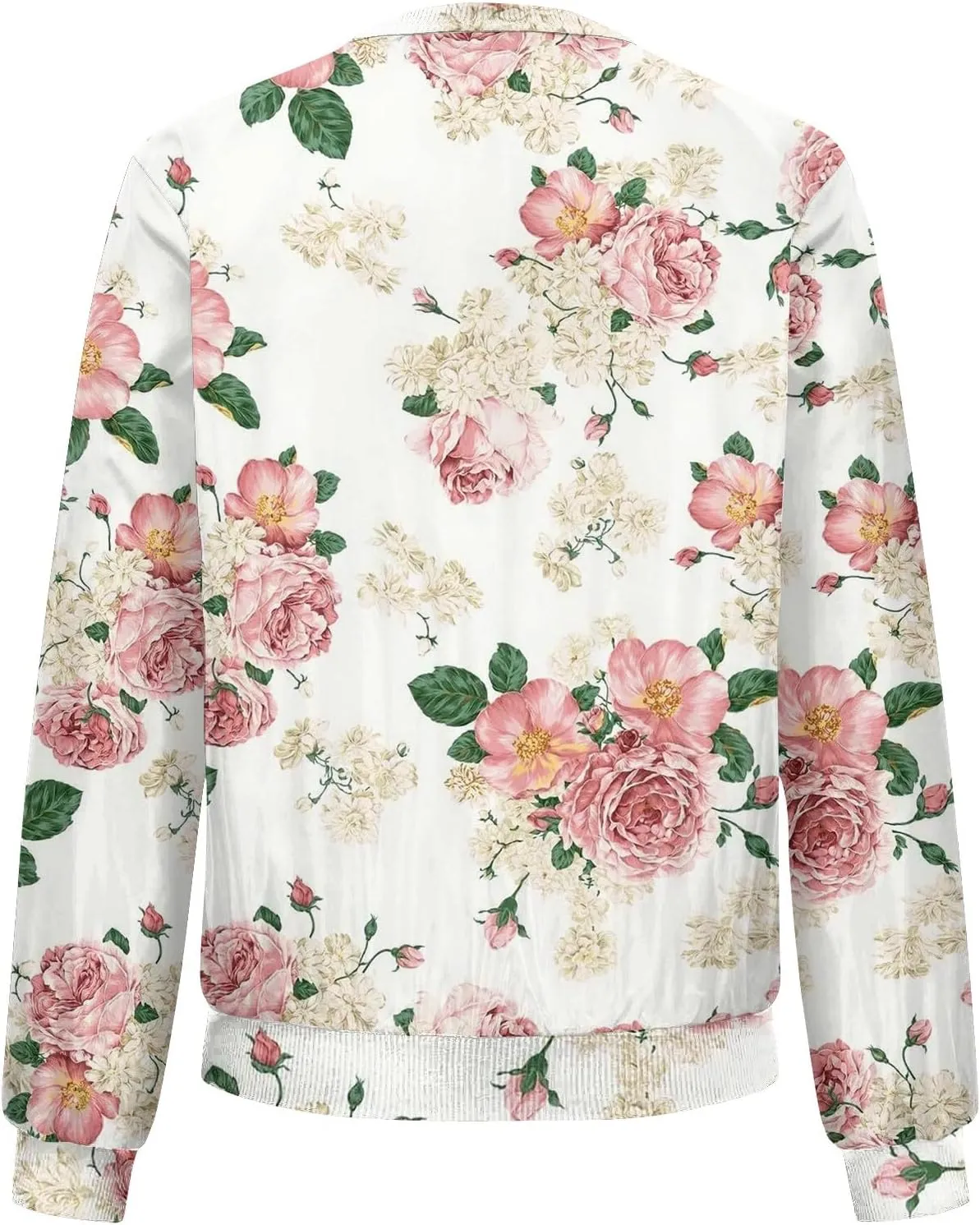 ChicCrate Bomber Jacket Women 2025 Long Sleeve Stand Collar Fall Jackets Lightweight Causal Floral Zip Up Coats