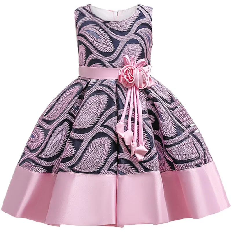 Christmas Princess Girls Flower Embroidered Dress Elegant Kids Girl Wedding Party Dresses Girls Halloween Dress Girls Clothes