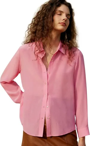 COLD POSH 100% Pure Silk Blouses for Women Long Sleeve: Women's Button-Down Elegant Shirts Lapel Luxurious Casual Blouse