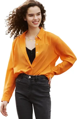 COLD POSH 100% Pure Silk Blouses for Women Long Sleeve: Women's Button-Down Elegant Shirts Lapel Luxurious Casual Blouse