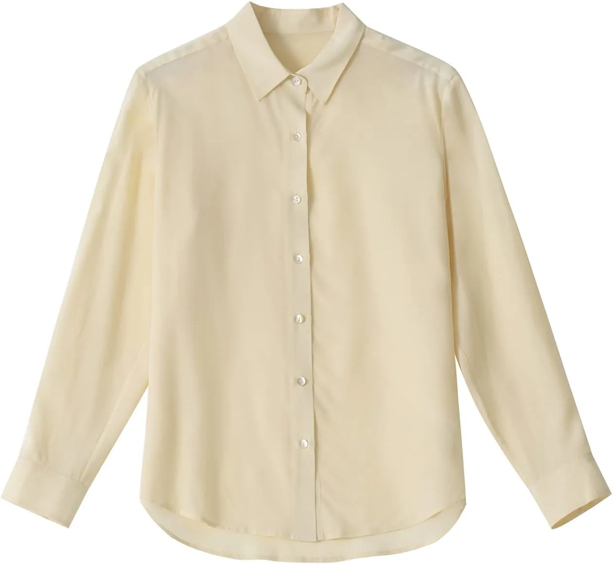 COLD POSH 100% Pure Silk Blouses for Women Long Sleeve: Women's Button-Down Elegant Shirts Lapel Luxurious Casual Blouse
