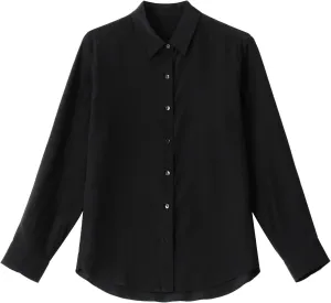 COLD POSH 100% Pure Silk Blouses for Women Long Sleeve: Women's Button-Down Elegant Shirts Lapel Luxurious Casual Blouse