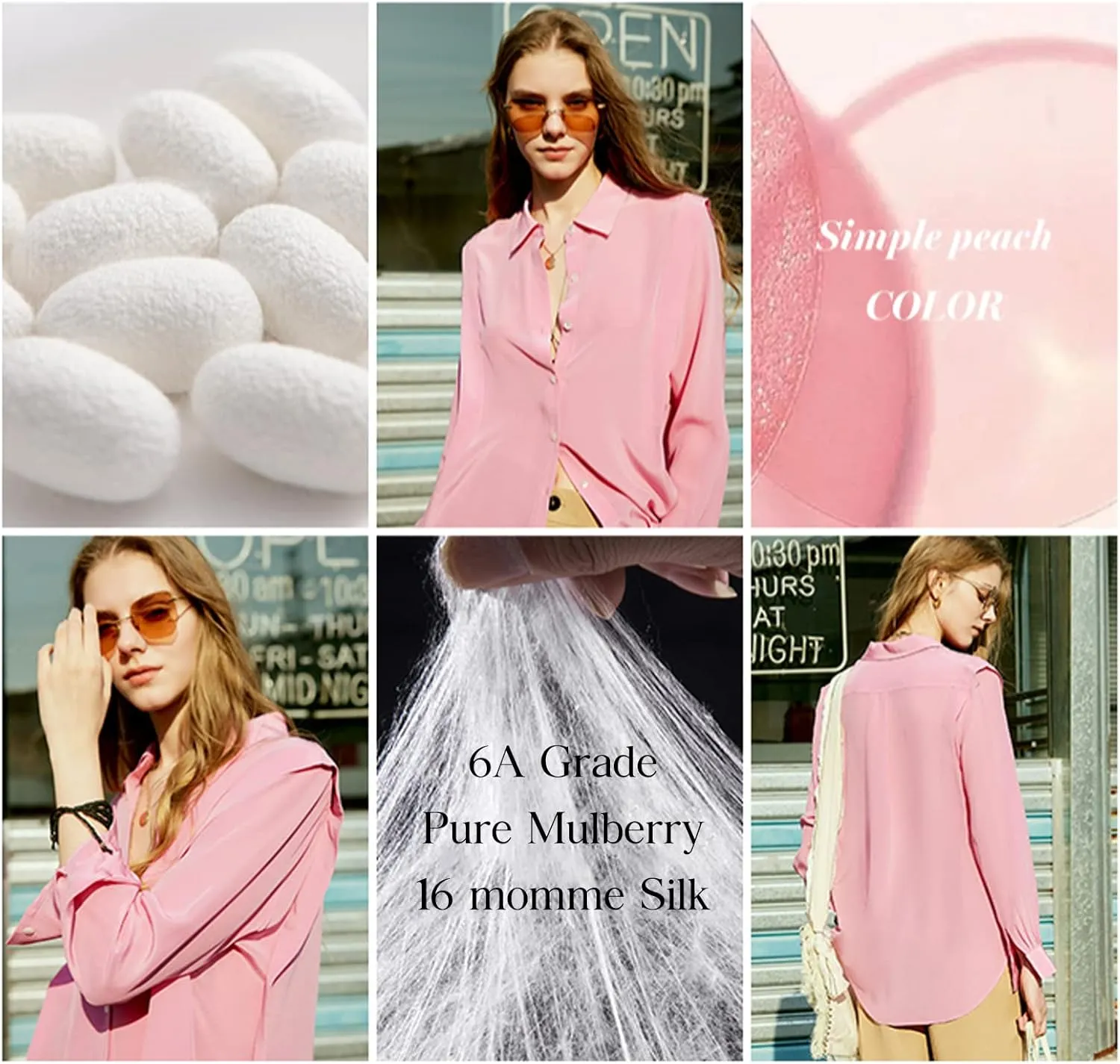 COLD POSH 100% Pure Silk Blouses for Women Long Sleeve: Women's Button-Down Elegant Shirts Lapel Luxurious Casual Blouse