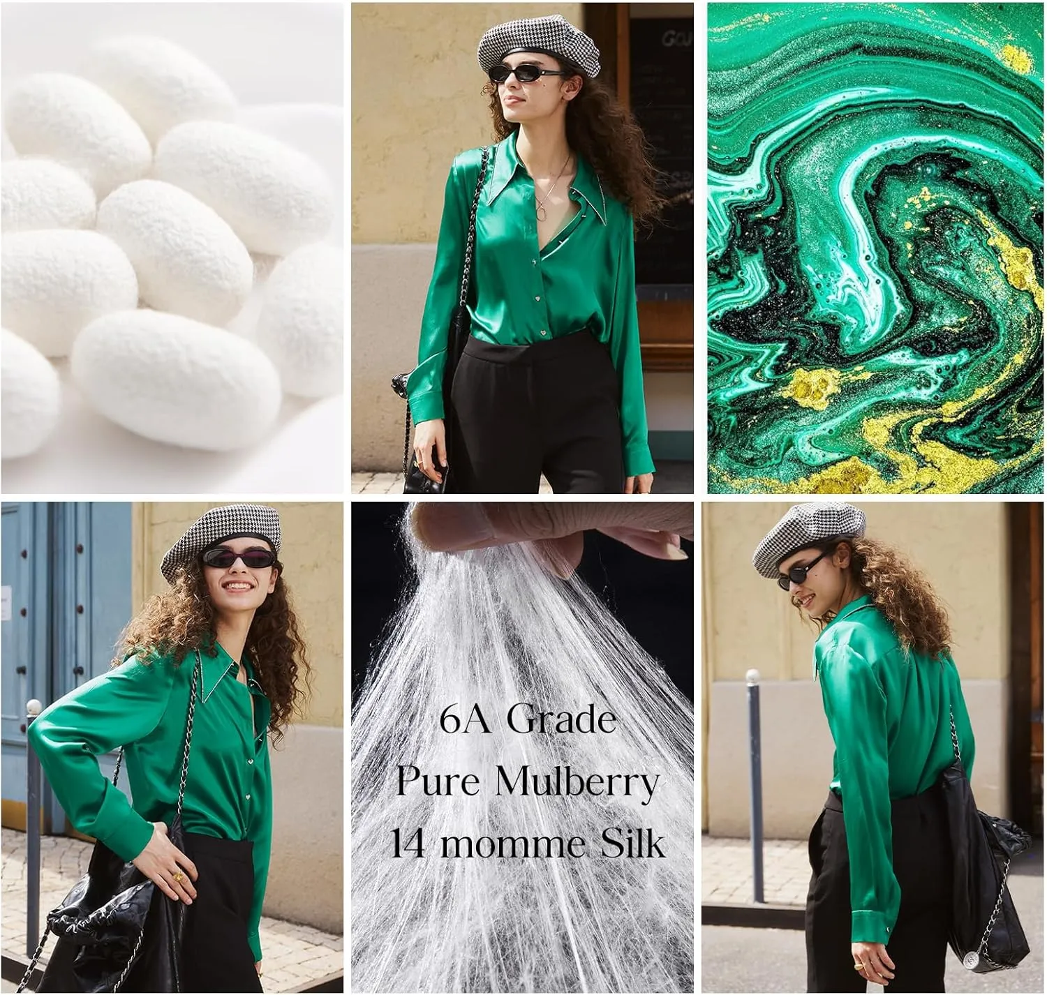 COLD POSH Silk Blouses for Women Long Sleeve Women’s 100% Pure Silk Blouses Elegant Button Down Shirt Smooth Tops Cool Shirts