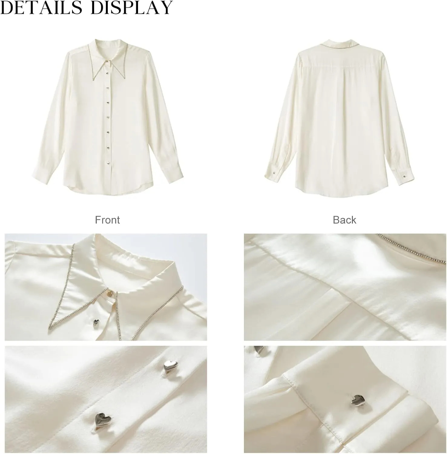 COLD POSH Silk Blouses for Women Long Sleeve Women’s 100% Pure Silk Blouses Elegant Button Down Shirt Smooth Tops Cool Shirts